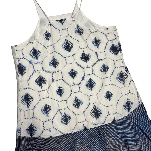 TIBI Akiko Tile Print Cami Dress Size 4 Blue and White Tie Dye A-line - Picture 6 of 9